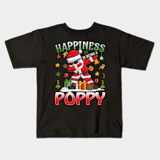 Happiness Is Being A Poppy Santa Christmas Kids T-Shirt